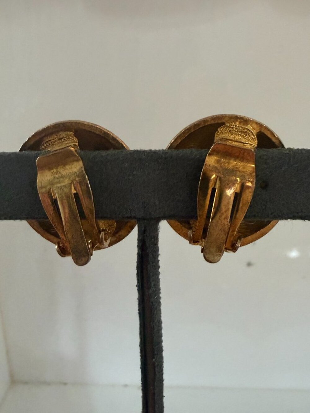 Vintage Gold Tone and Rhinestone Clip on Earrings - Picture 4 of 4